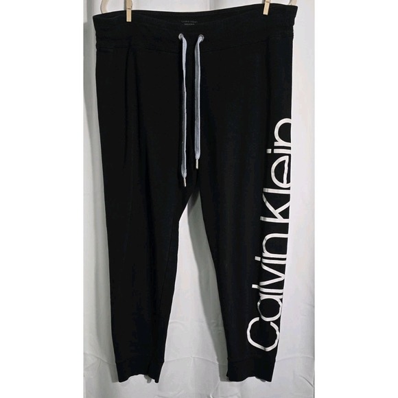 Calvin Klein Performance Women's Black  Sweatpants/capri with White Logo Size XL - Picture 1 of 7